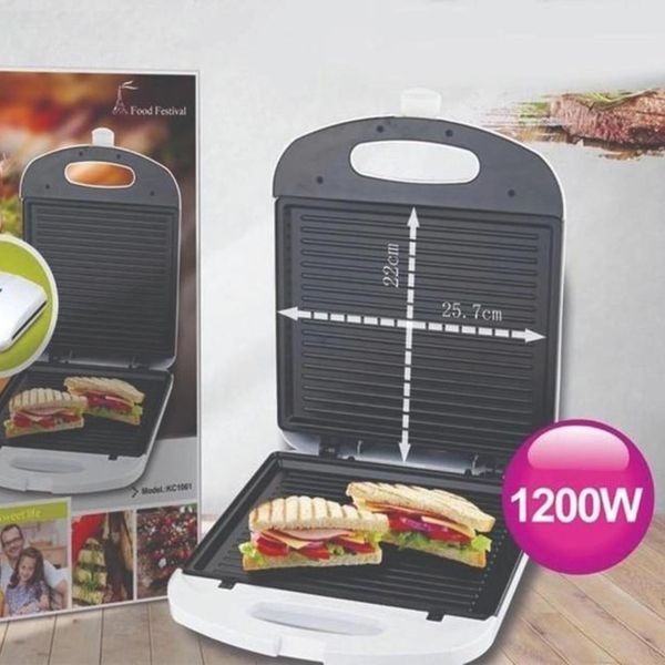 Бутербродниця гриль сендвічниця електрична для дому DSP 1200Вт біла send001 фото