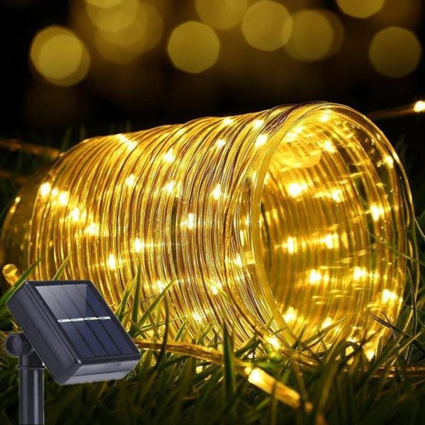 LED гірлянда новорічна з сонячною панеллю 100 LED, 11м, теплий білий, SF-13 SF-13 фото