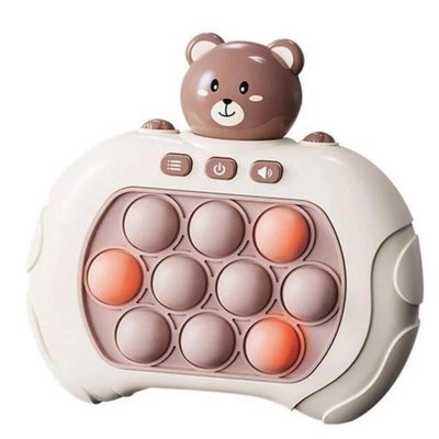 Інтерактивна іграшка антистрес електронний EM Pop it PRO Консоль Quick Push 4 режими з підсвічуванням Коричневий ведмедик GS-7216 1007 фото