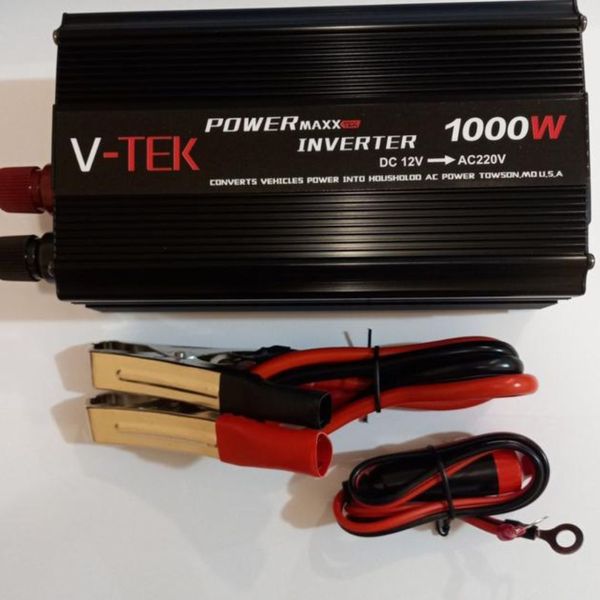 Перетворювач напруги автомобільний V-TEK PowerMaxx-SSK1000W, 12/220В, USB, чорний VTEK100 фото