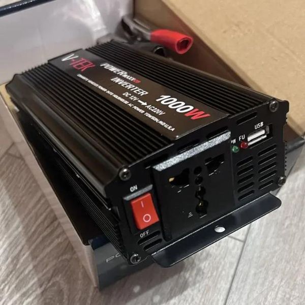 Перетворювач напруги автомобільний V-TEK PowerMaxx-SSK1000W, 12/220В, USB, чорний VTEK100 фото